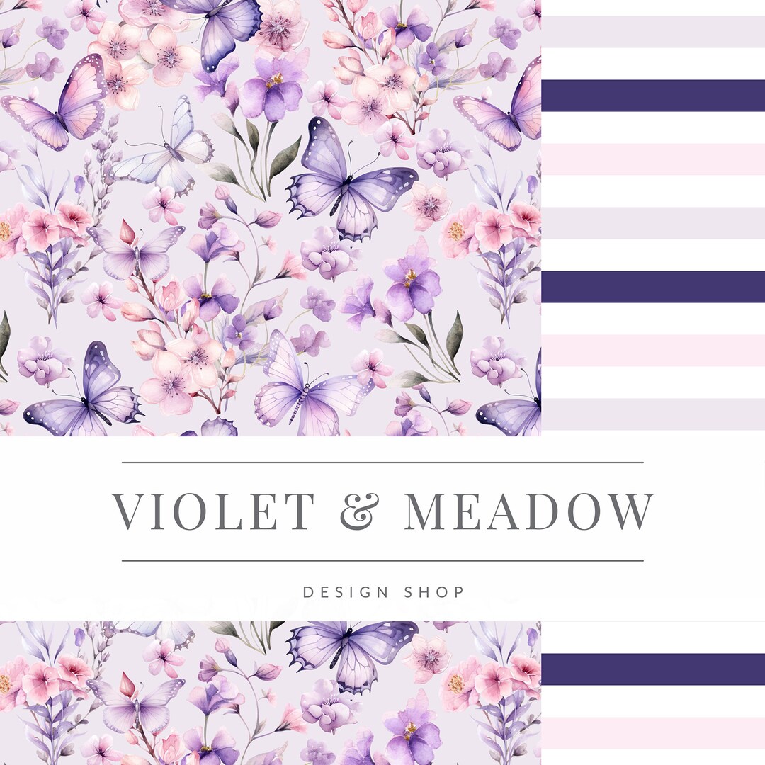 Purple Butterflies | Butterfly | Cute Seamless Repeat Pattern| Backgrounds | Printable Digital ...