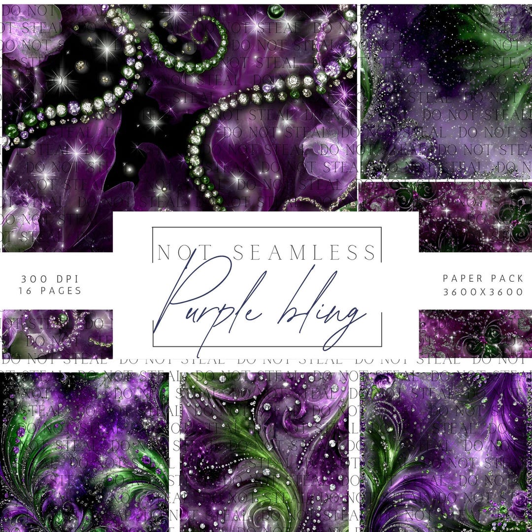Purple Emerald Fantasy Digital Paper Pack, Gothic Jewel Scrapbook Paper ...