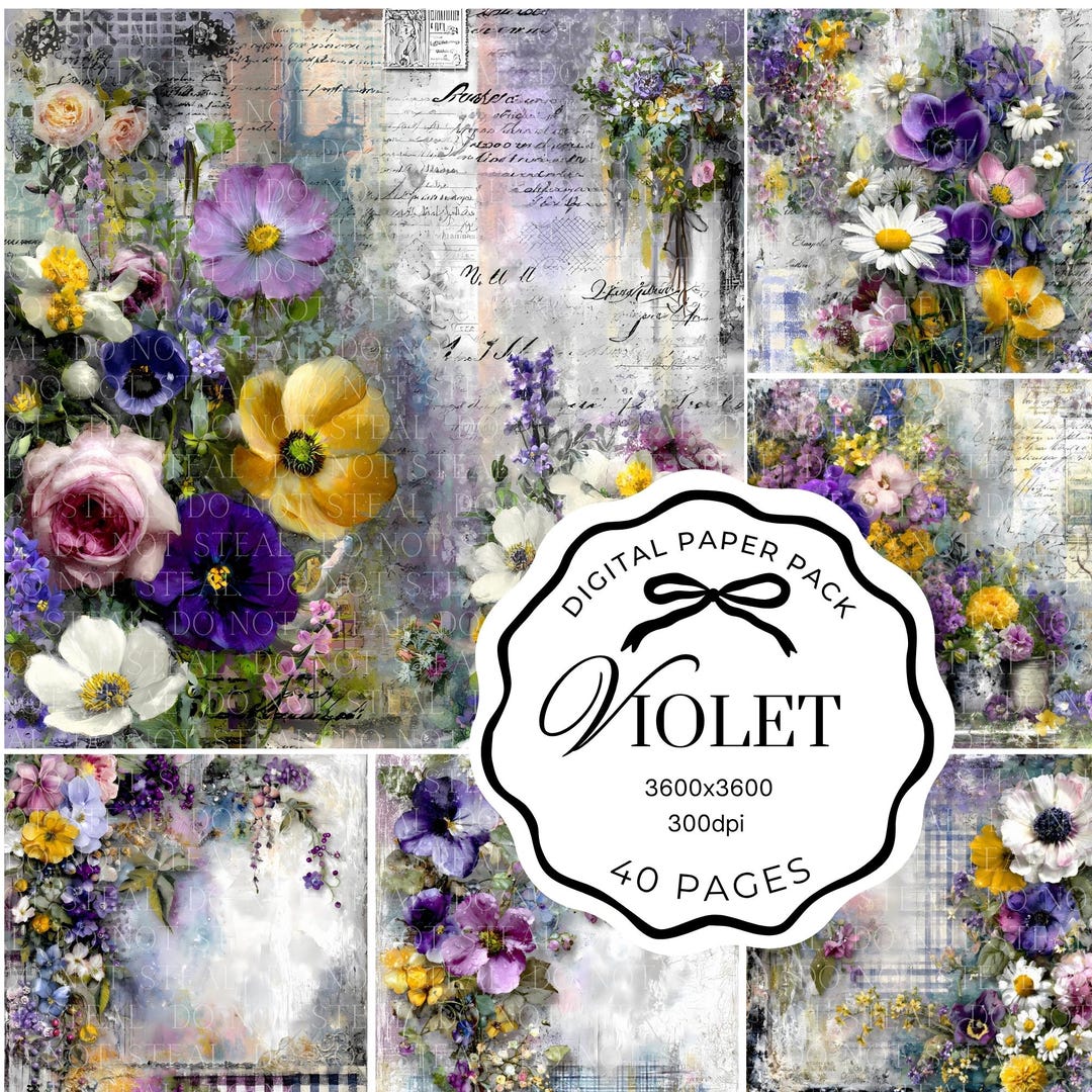 Vintage Garden Scrapbook Paper Pack, Floral Forest Digital Paper, Junk ...