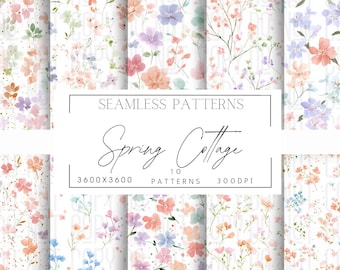 Floral Pastel Paper Pack | Floral Seamless Pattern | Spring flowers Digital Download | Printable Scrapbook Paper | Seamless Flower Paper