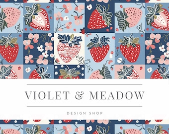 Vintage Shabby Chic Patchwork, Seamless Quilt Patchwork Pattern Vintage Strawberries and Flowers Farmhouse Cottagecore Design Seamless