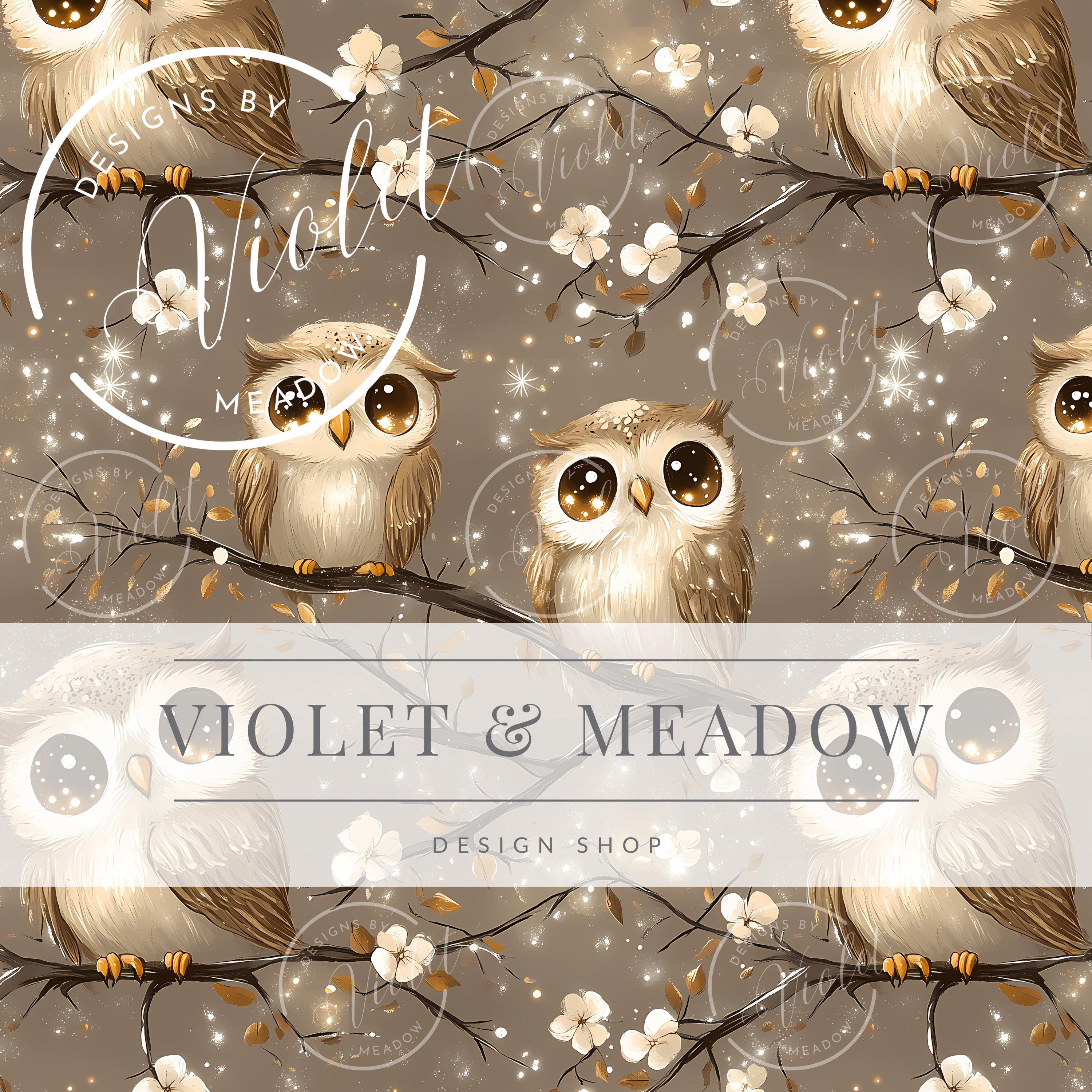 Owl and Flowers | Fall | Cute Seamless Repeat Pattern | Backgrounds | Printable Digital Paper| Decor