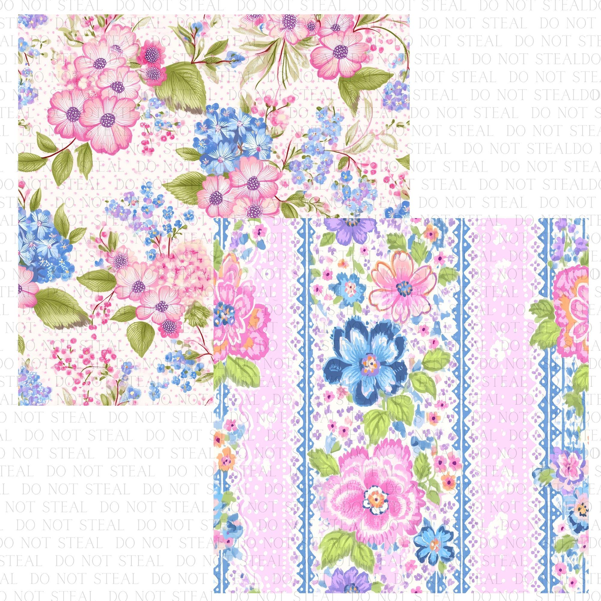 Blush Blue Floral Digital Paper Pack | Lace Seamless Pattern | Shabby ...