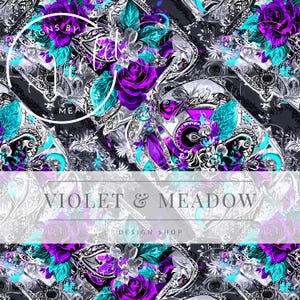 Wildflower Seamless, Floral Seamless Pattern, Purple Watercolor Flower Design, Pastel Botanical Pattern, Fabric Pattern