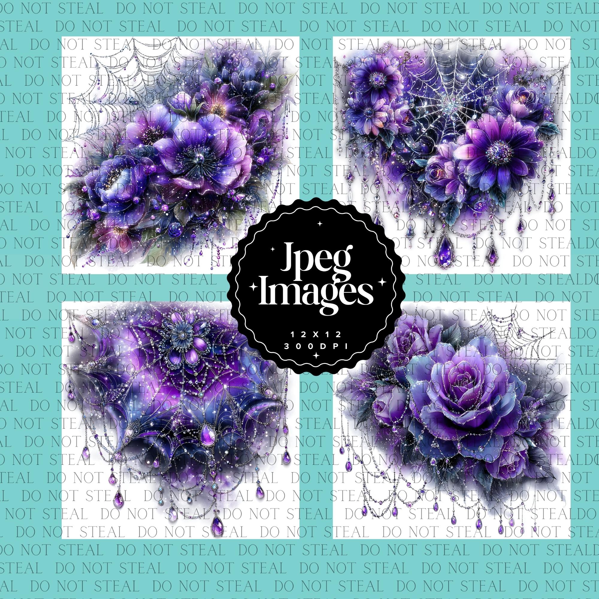 10 JPEG Gothic Floral Clipart – Purple Flower JPG – Dark Whimsical ...