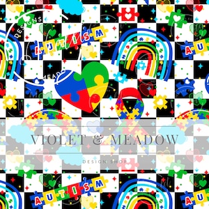 Seamless Autism Awarness Pattern | Cute Seamless Repeat Pattern | Backgrounds | Printable Digital Download