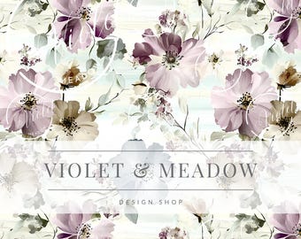 Wildflower seamless pattern, seamless  fall flowers, cream florals, seamless floral pattern, Watercolor Flowers