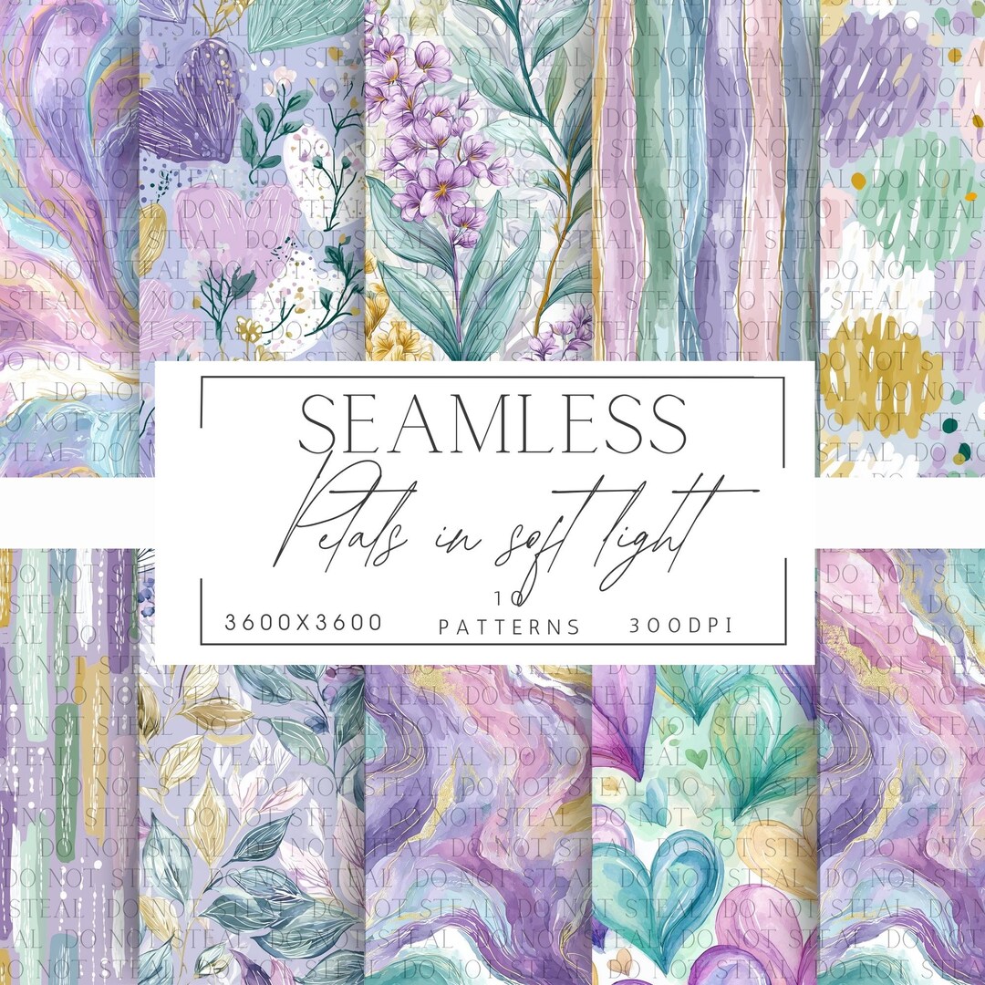 Pastel Botanical Seamless Paper Pack | Soft Watercolor Floral Digital ...
