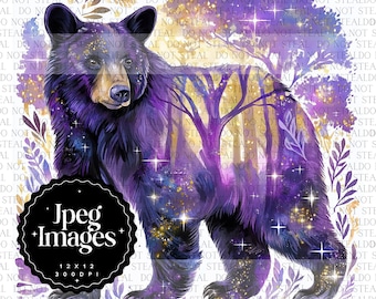 10 Black Bear and Forest Clipart Bundle JPEG  Background Instant Download Paper Crafts Junk Journal Scrapbooking Bear Prints Jpgs