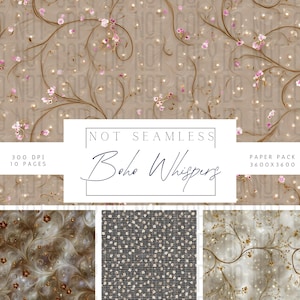 Boho Flowers, Cottagecore Flower Paper Pack |  Pattern | Shabby Chic flowers Digital Download | Printable Scrapbook Paper | Scrapbook Papers