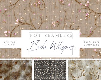Boho Blumen, Cottagecore Blumen Papier Pack |  Muster | Shabby Chic Blumen Digital Download | Druckbares Scrapbook Papier | Scrapbook-Papiere