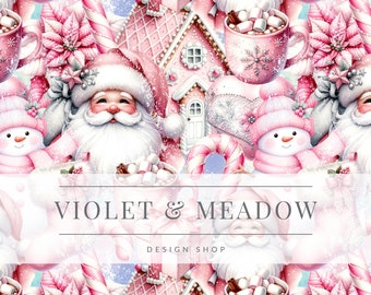 Motif hivernal, Père Noël, Motif sans couture, Fond numérique de Noël, Motif hivernal, Tissu personnalisé, Cadeaux de Noël personnalisés, Noël