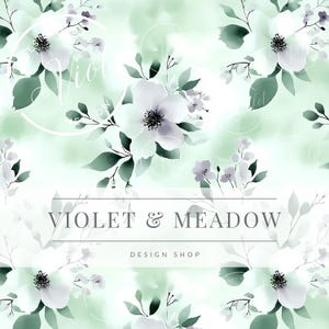 Shabby Chic Flowers Seamless Pattern, Soft Pastel Watercolor  Surface Design, Watercolor Seamless Pastel Flowers