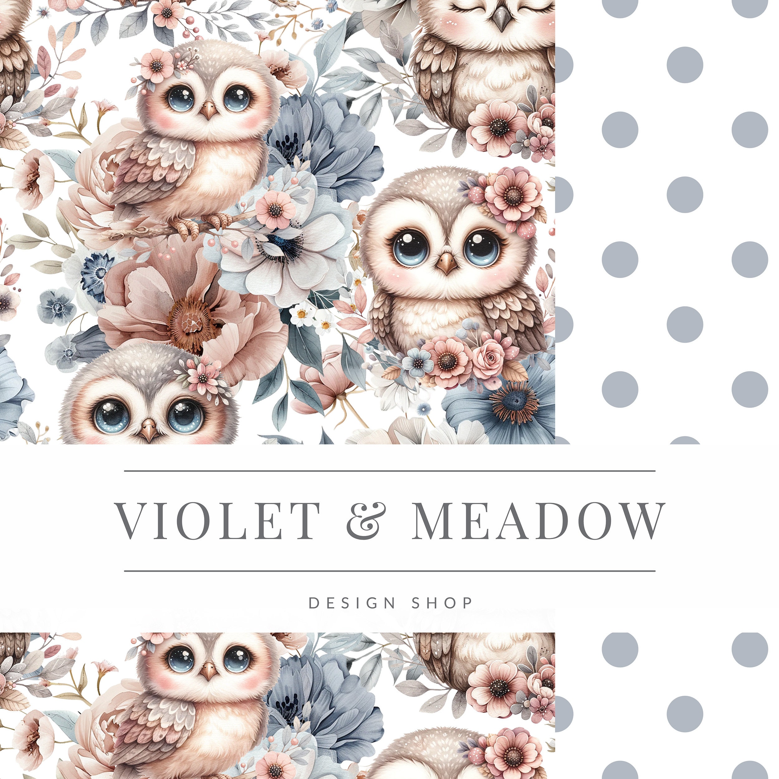 Floral Owls | Seamless Pattern | Instant Download | Printable Digital Paper | Surface Design | Subli