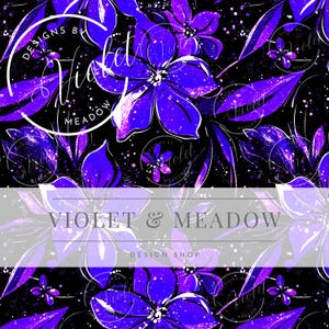 Purple Seamless Flowers, Floral Seamless Pattern, Elegant Watercolor Flower Design, Pastel Botanical Pattern, Fabric Pattern