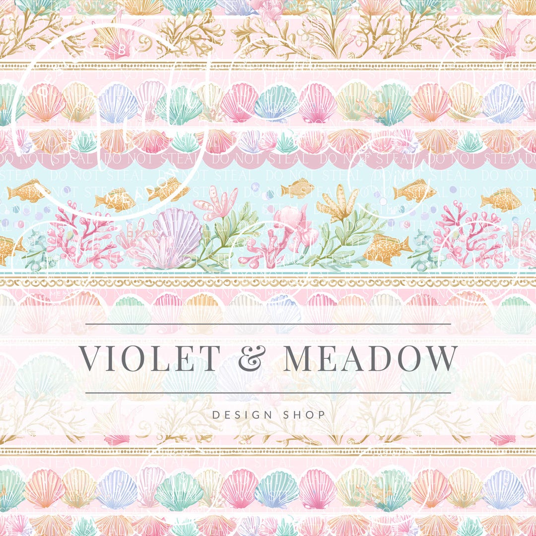 Pastel Nautical Seamless Pattern | Coastal Seashell & Coral Digital ...