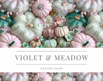 3D Pastel Pumpkin Seamless File, Halloween Seamless Pattern, Pearls Pumpkin Seamless, Seamless Pattern for Fabric Design Sublimination