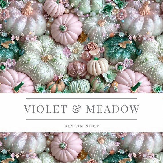 3D Pastel Pumpkin Seamless File, Halloween Seamless Pattern, Pearls Pumpkin Seamless, Seamless Pattern for Fabric Design Sublimination