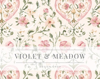 Coeurs sans couture |  Motif de répétition sans couture pour la Saint-Valentin, papier numérique sublimaton imprimable, motif de répétition sans couture pour l'impression sur tissu