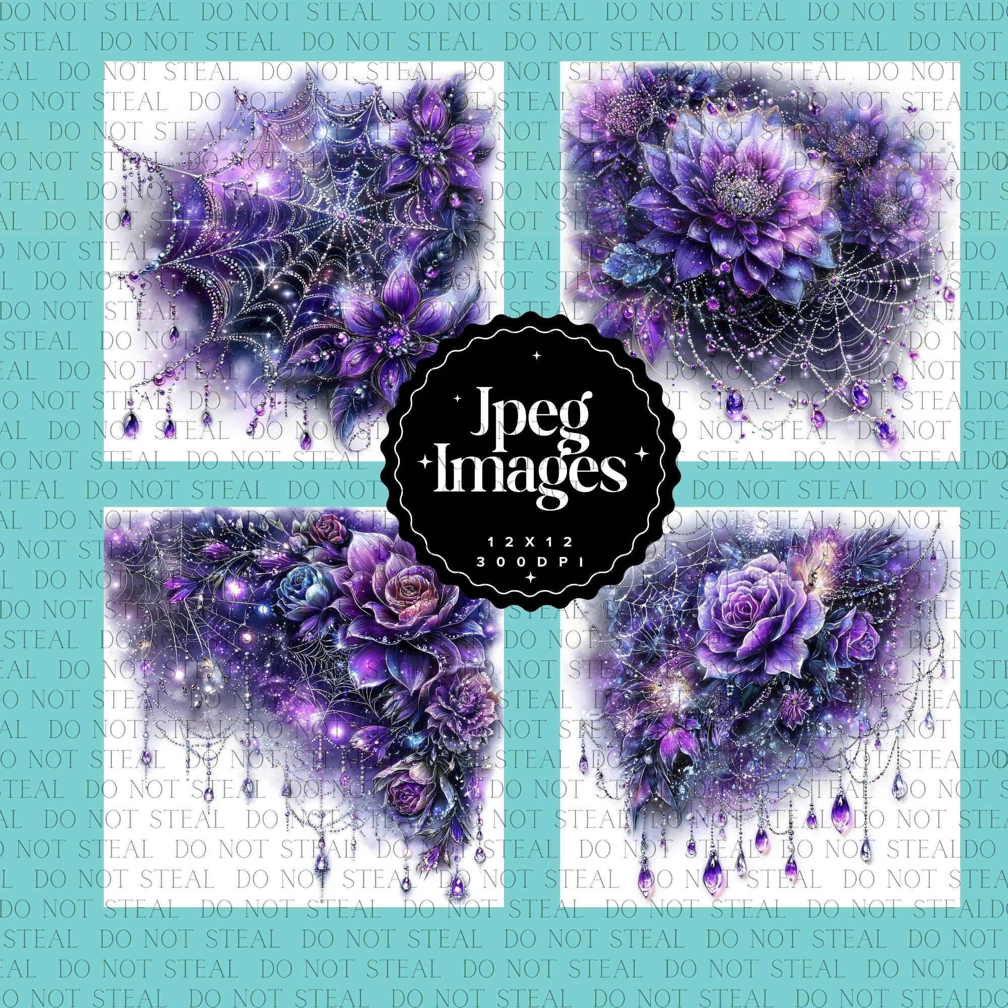 10 JPEG Gothic Floral Clipart – Purple Flower JPG – Dark Whimsical ...