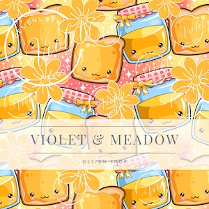 Seamless Honey Butter Pattern Seamless Jelly | Cute  Seamless Repeat Pattern| Backgrounds | Printable Digital Download