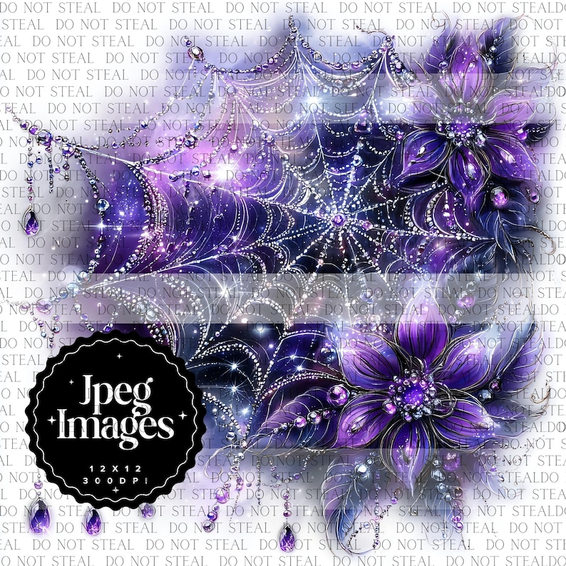 10 JPEG Gothic Floral Clipart – Purple Flower JPG – Dark Whimsical ...