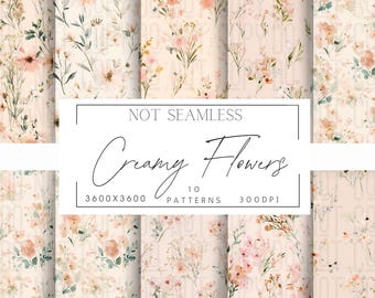Floral Pastel Paper Pack | Floral Paper Pattern | Spring flowers Digital Download | Printable Scrapbook Paper | Boho Flower Paper