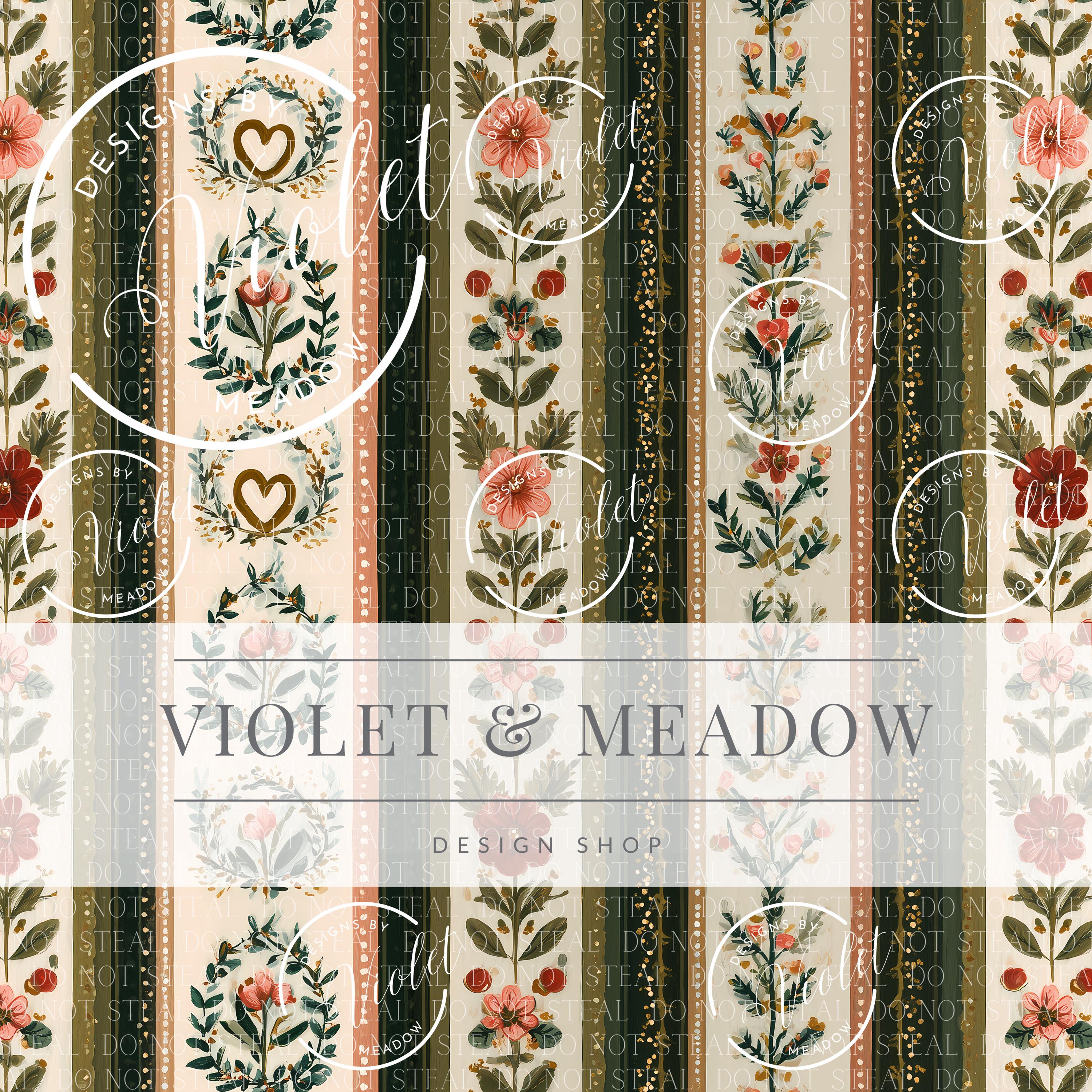 Vintage Shabby Chic | Farmhouse Floral Stripe | Seamless Repeat Pattern ...