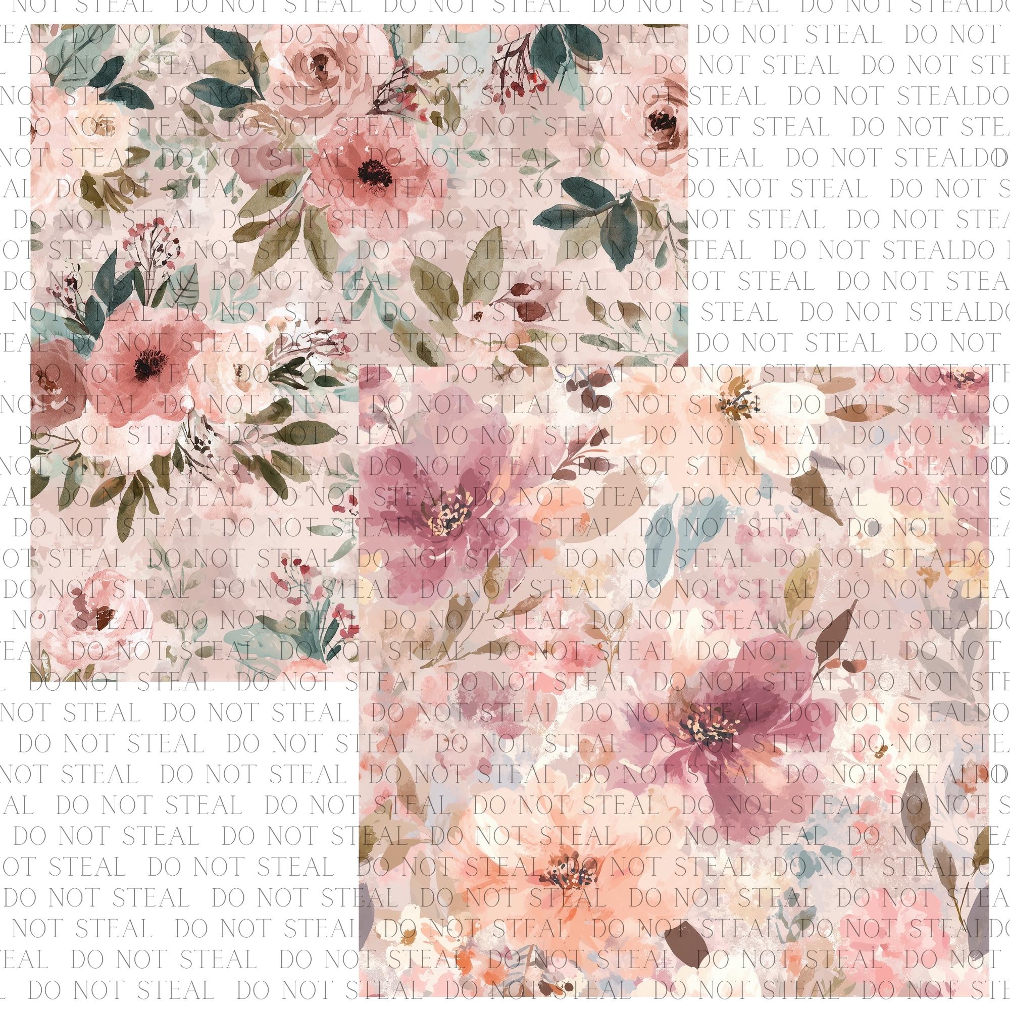 Blush Pink Floral Digital Paper Pack | Soft Watercolor Seamless Pattern ...
