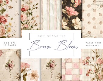 Pink Floral Junk Journal Papers, Vintage Shabby Chic Paper, Printable Floral Papers, Vintage Scrapbooking Cottagecore, Digital Download