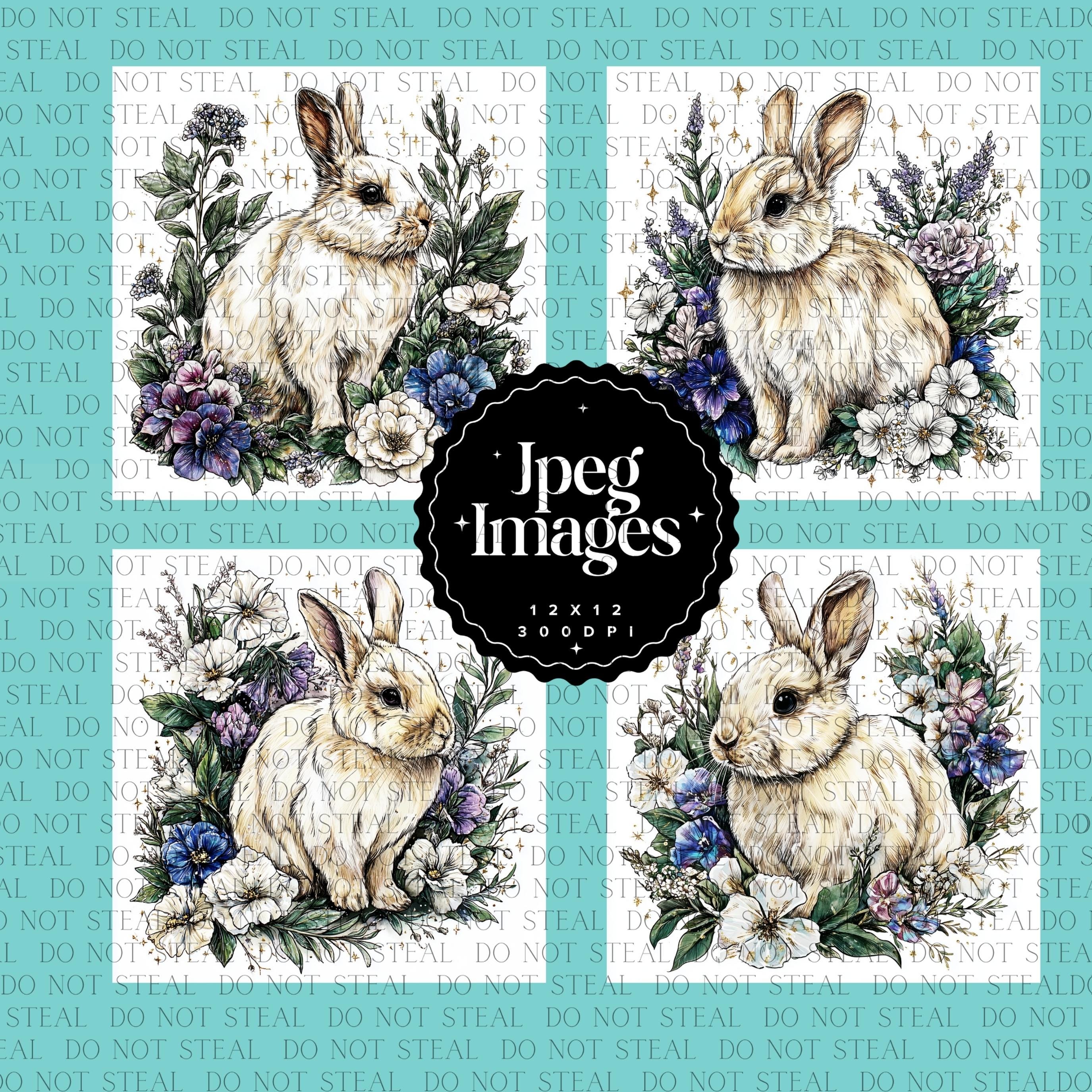 10 Rabbit Clipart Bundle JPEG Background Instant Download Paper Crafts ...
