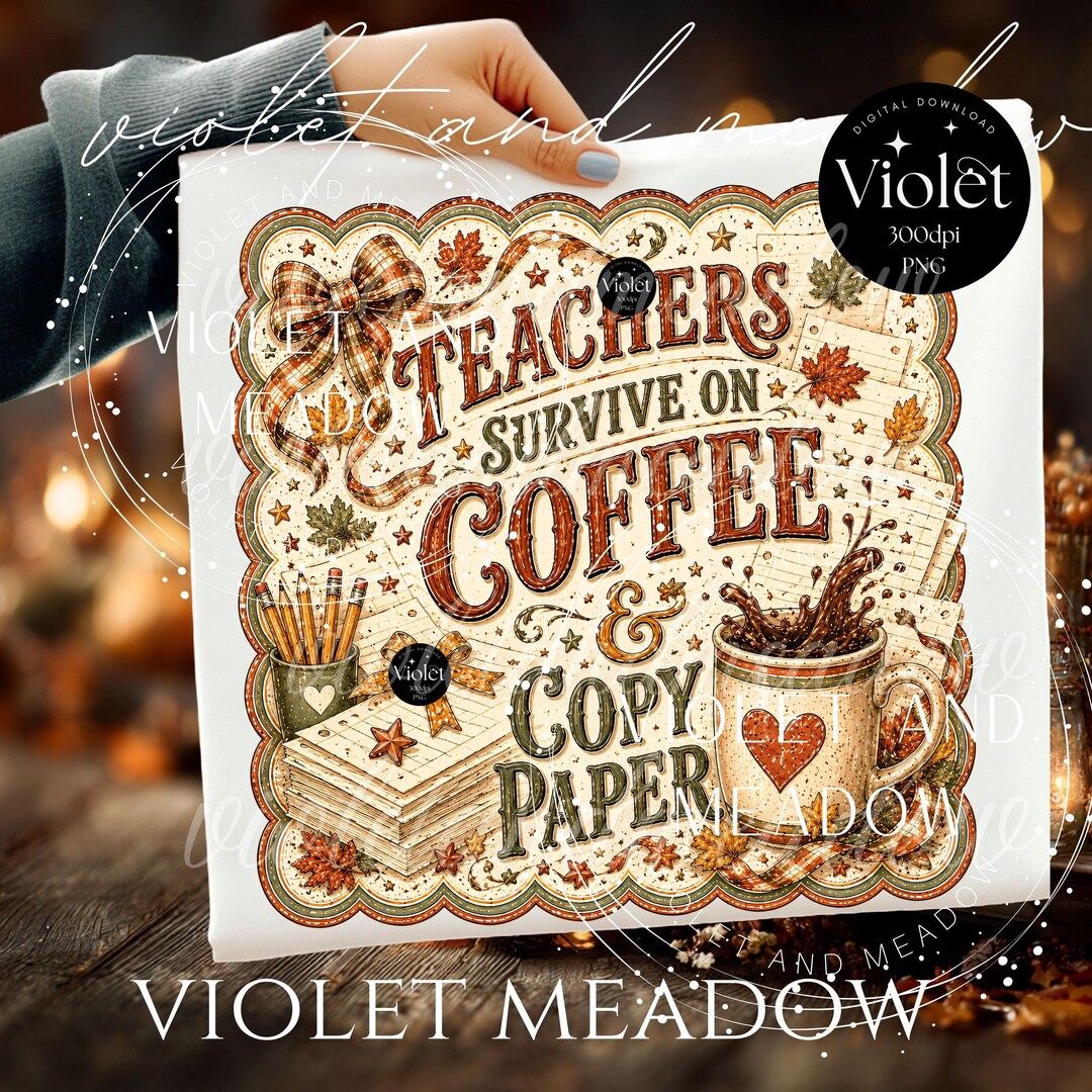 Teacher Fall PNG | Teacher Shirt Design | Teachers Survive on Coffee ...