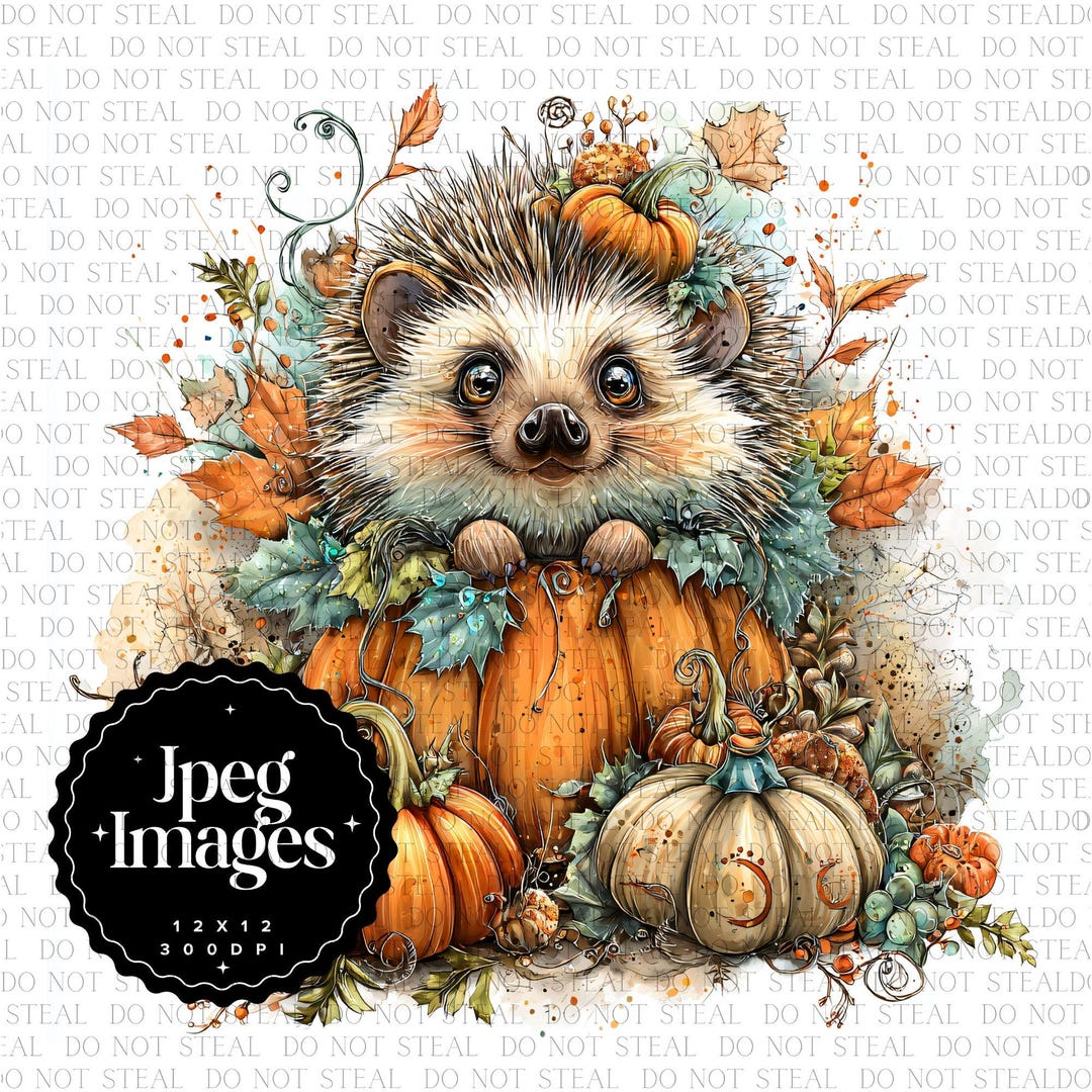 24 Fall Hedgehog Pumpkin Clipart: Autumn Hedgehog JPG Images ...