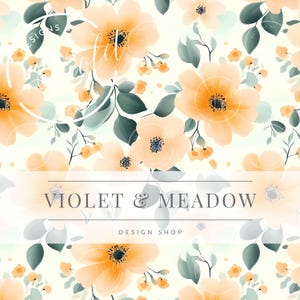 Shabby Chic Flowers Seamless Pattern, Soft Pastel Watercolor  Surface Design, Watercolor Seamless Pastel Flowers
