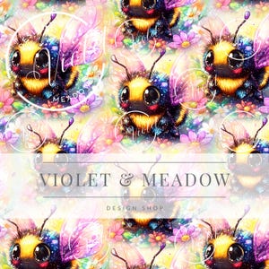 Cute Spring Honey Bees | Seamless Pattern | Instant Download | Printable Digital Paper | Bee | Sublimation | Repeating Pattern | Flower