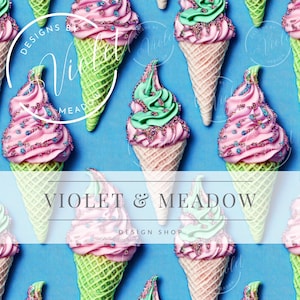 Ice Cream Cone Pattern | Seamless Patterns | Digital Download | Printable Digital Paper | Repeating Pattern | Fabric Printing