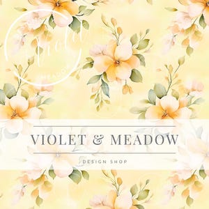 Shabby Chic Flowers Seamless Pattern, Soft Pastel Watercolor  Surface Design, Watercolor Seamless Pastel Flowers