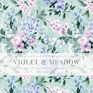 Shabby Chic Flowers Seamless Pattern, Soft Pastel Watercolor  Surface Design, Watercolor Seamless Pastel Flowers