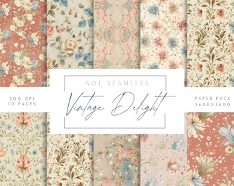 Country Cottage Wildflower Paper Pack | Floral Pattern | Spring flowers Digital Download | Printable Scrapbook Paper | Boho Papers