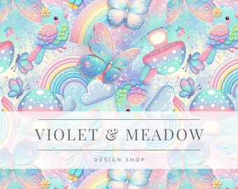 Seamless Purple Butterflies Pattern Rainbow Butterfly  | Cute Seamless Repeat Pattern| Backgrounds | Printable Digital Download