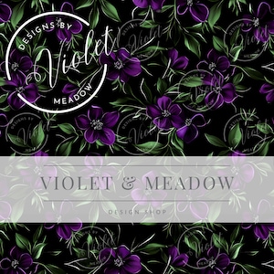 Wildflower Seamless, Floral Seamless Pattern, Purple Watercolor Flower Design, Pastel Botanical Pattern, Fabric Pattern