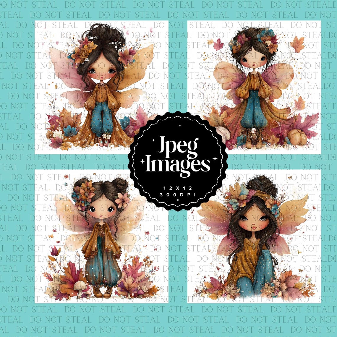 Whimsical Fall Fairy Clipart Bundle | Cute Boho Quirky Autumn Fairy Art ...