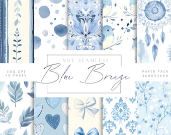 Seaside Boho Paper Pack | Floral Pattern | Spring flowers Digital Download | Printable Scrapbook Paper | Ocean Papers | Cottage Paper Pack