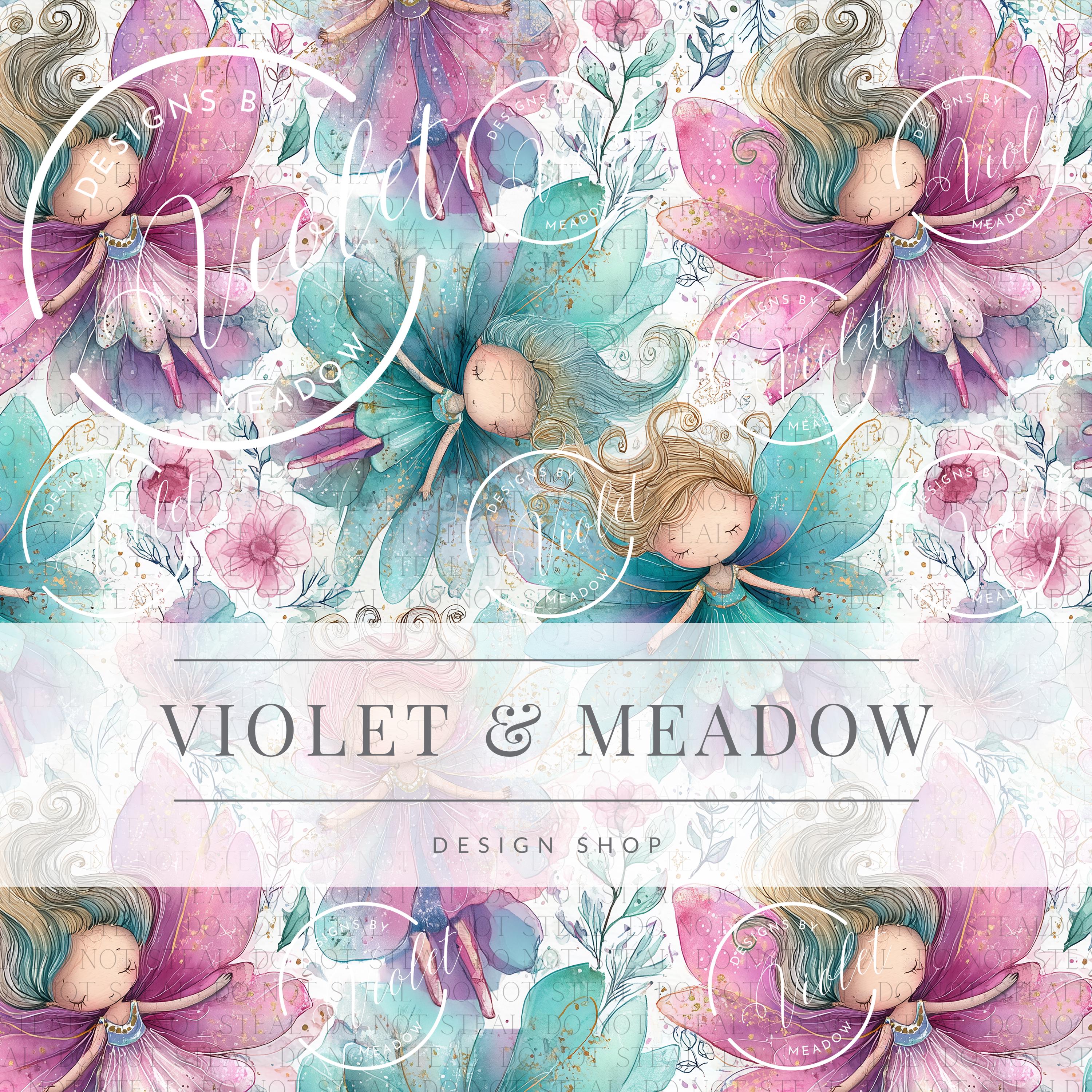 Whimsical Fairy Seamless Pattern, Pastel Watercolor Fairy Digital Paper ...