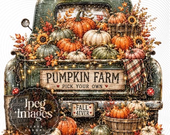 10 JPG Whimsical Pumpkin Farm Clipart: Rustic Fall Harvest Graphics (Digital Download)