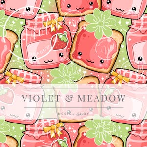 Seamless Strawberry Pattern Seamless Jelly | Cute  Seamless Repeat Pattern| Backgrounds | Printable Digital Download