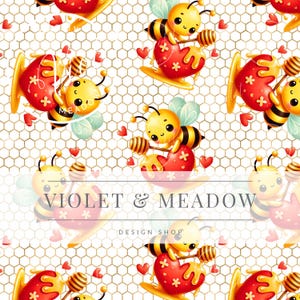 Cute Spring Honey Bees | Seamless Pattern | Instant Download | Printable Digital Paper | Bee | Sublimation | Repeating Pattern | Flower