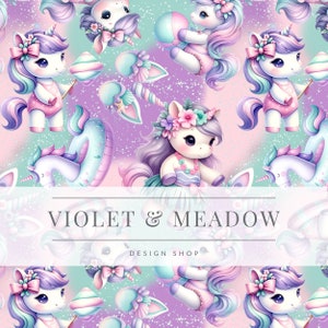Pastel Unicorns | Seamless Pattern | Instant Download | Printable Digital Paper | Surface Design | Sublimation | Tumbler Wrap | Cake Topper