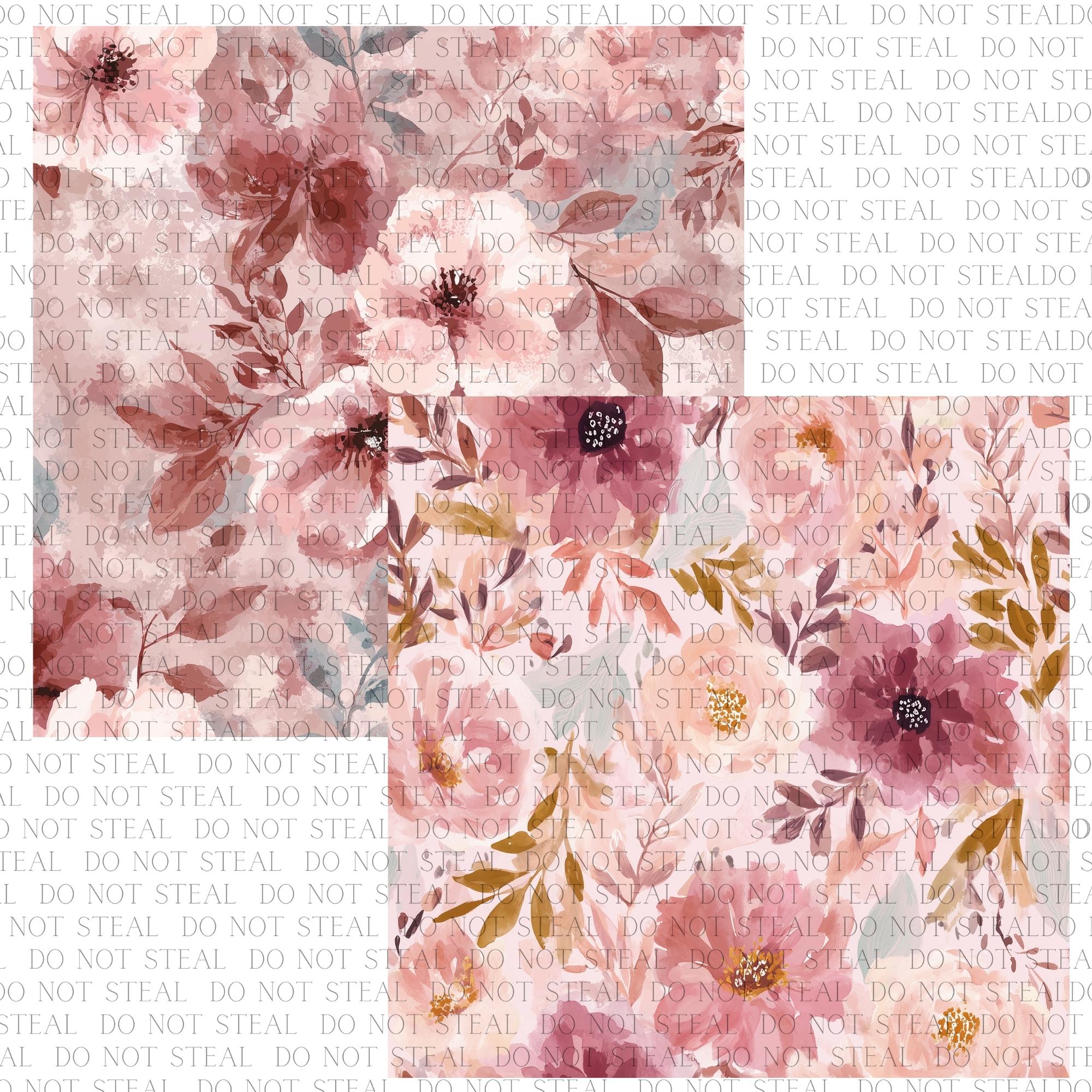 Blush Pink Floral Digital Paper Pack | Soft Watercolor Seamless Pattern ...
