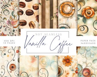 Kaffee Papier | Digital Junk Journal Papier | Druckbares Digitales Papier | Sofortdownload | Digitales Scrapbook Papier | Ausdrucke